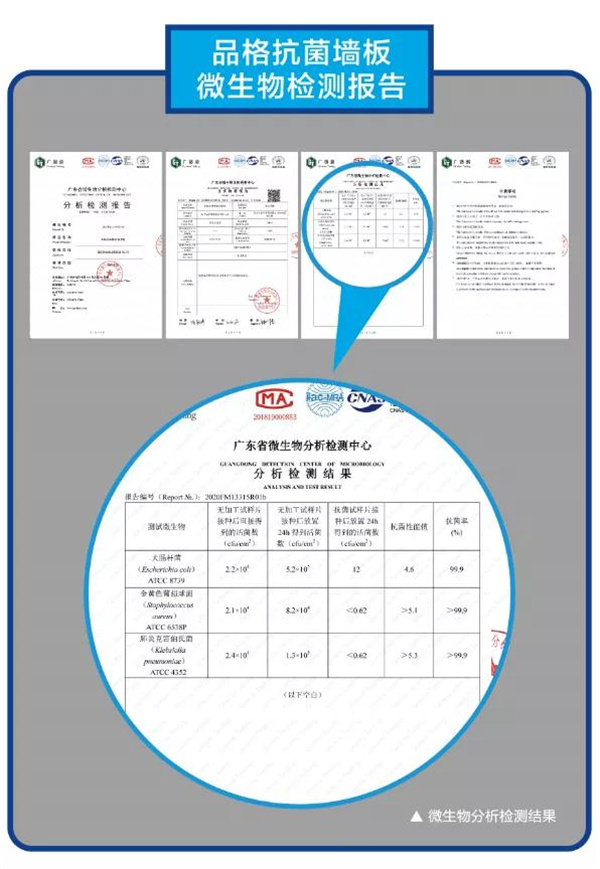 品格抗菌墙板微生物检测报告